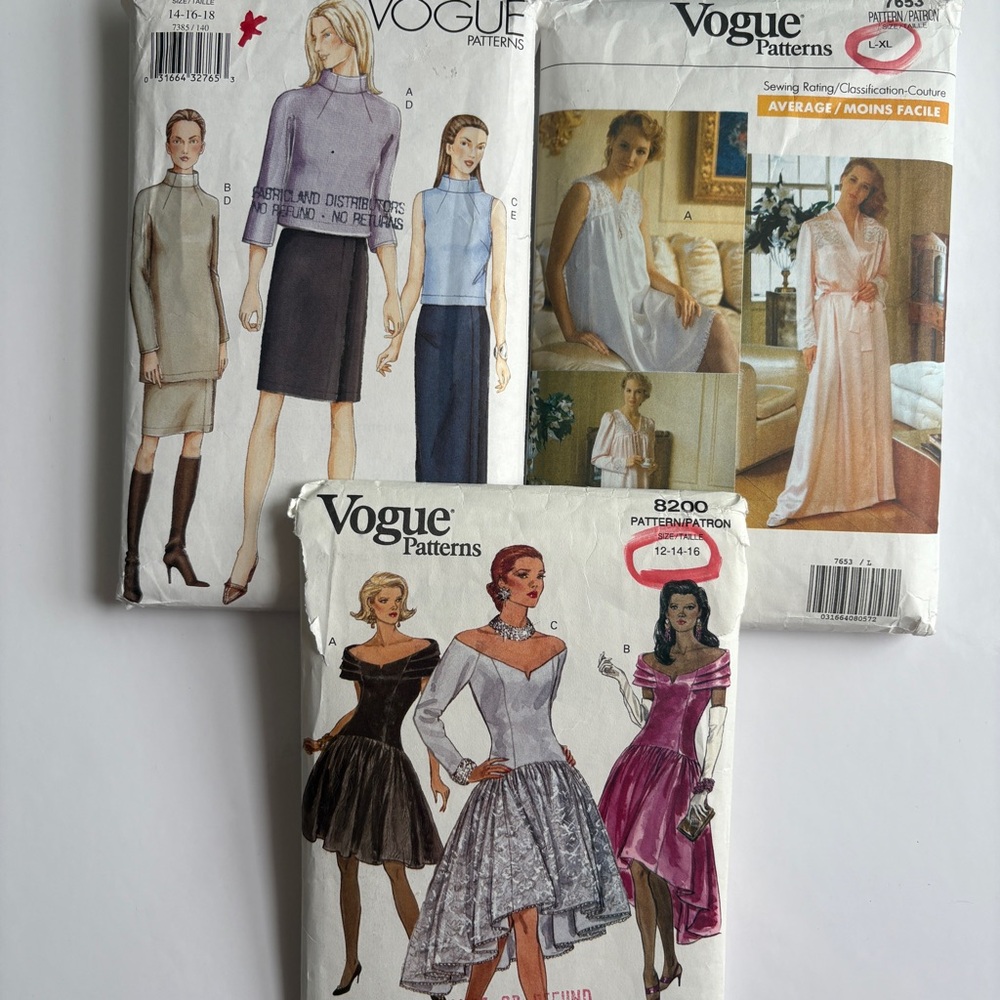 Vogue Sewing Patterns Cocktail Dress /  Top and Wrap  Skirt / Dressing Gown